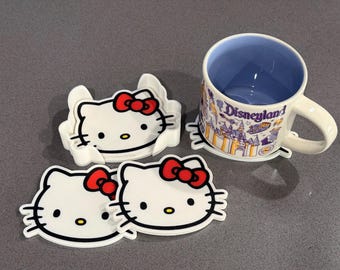 Hello Kitty drink coaster bundle - set of 4 with holder