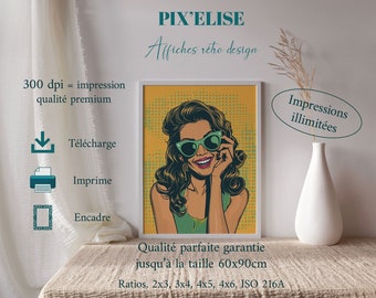 poster of a vintage woman who brings a touch of retro to your daily life and invites you to feel timeless emotions