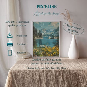 Affiche Nostalgique de Paysage Montagnard, Carte Postale Vintage des Alpes, Poster Nature à Télécharger, Carte Postale Rétro de la Montagne