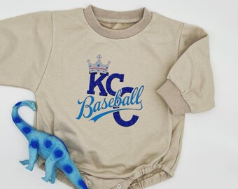 Tutina con cappuccio e stampa a bolle KC Baseball per neonati e bambini piccoli