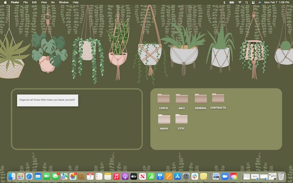 Plant Lady MacBook Wallpaper for Organization Green