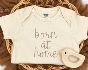 Handstitched Born at Home ONESIES® Brand, Pregnancy Announcement, Baby Announcement, Locally Grown, Grown at Home Baby Bodysuit, Home Birth