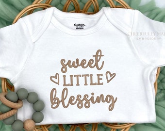 Embroidered Sweet Little Blessing ONESIES® Brand, Pregnancy Announcement, Little Blessing, Baby Announcement to Grandparents, Baby Gifts 731