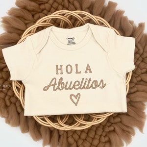 Embroidered Hola Abuelitos ONESIES® Brand, Hola Abuelita, Hola Abuelito, Anuncio De Bebé Bodysuit, Spanish Pregnancy Announcement 728