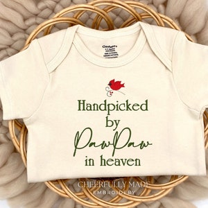 Embroidered Handpicked by Name in Heaven Bodysuit, Custom Handpicked by Grandpa in Heaven, Pregnancy Announcement Bodysuit, Baby from Heaven