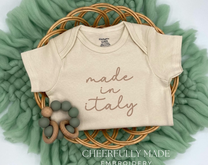 Embroidered Bodysuit Made in Italy, Italian Bodysuit, Italian Baby Announcement, Italy Pregnancy Announcement, Italian Made, Cute Italy Baby