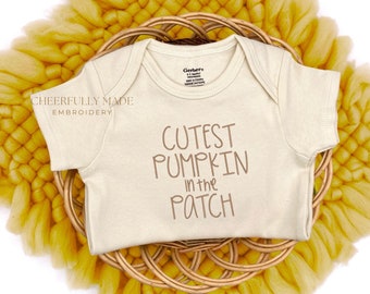 Embroidered Cutest Pumpkin in the Patch Bodysuit, Funny Pumpkin Patch Bodysuit, My First Autumn Bodysuit, 1st Thanksgiving, Fall Baby Gift