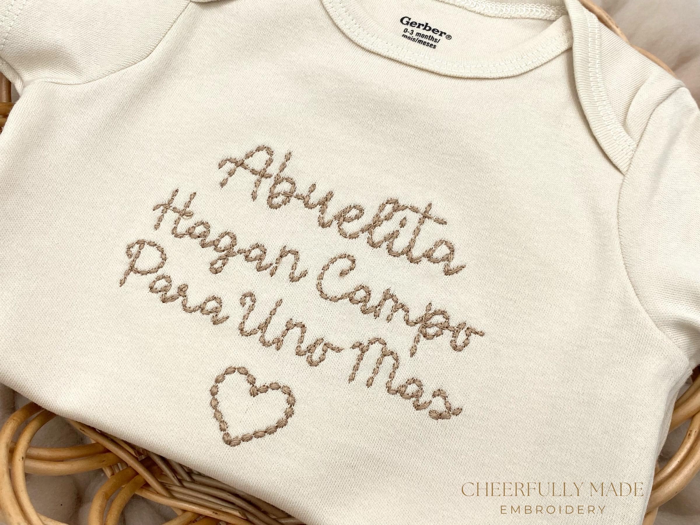Embroidered Abuelita Hagan Campo Para Uno Mas Bodysuit, Hola Abuelitos Baby Bodysuit, Spanish Pregnancy Announcement, Abuelito Abuelita Gift