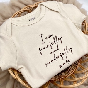 Embroidered I am fearfully and wonderfully made Bodysuit, Faith Bodysuit Gift, Christian Baby Gifts, Christian Baby Shower, Psalms 139:14