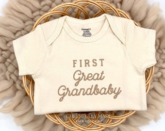Embroidered First Great Grandbaby Bodysuit, Great Grandparents Pregnancy Announcement, Great Grandbaby Announcement, Hi Great Grandparents