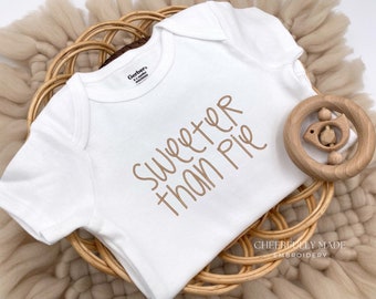 Embroidered Sweeter than Pie Bodysuit, Cute Thanksgiving Bodysuit, My First Thanksgiving Outfit, 1st Thanksgiving, Fall Baby Shower Gift