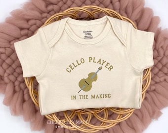 Embroidered Cello Player in the Making Bodysuit, Cello Bodysuit, Funny Cello Pregnancy Announcement to Musician, Born to Play Cello Gifts