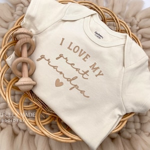 Embroidered I love my Great grandpa Bodysuit, Baby Announcement to Great Grandparents , Pregnancy Announcement to Family, Great Grandbaby 9