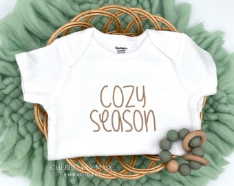 Embroidered Cozy Season Bodysuit, Cute Fall Bodysuit, My First Autumn Bodysuit, 1st Thanksgiving, Pumpkin Season Bodysuit, Fall Baby Outfit