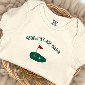 Embroidered Grandpa’s Golf Buddy, Golf Baby Clothing, Golf Pregnancy Reveal, Golf Bodysuit, Grandparents Pregnancy Announcement, hi Grandpa