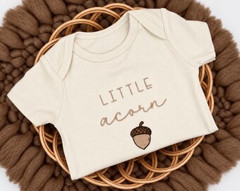 Embroidered Little Acorn Bodysuit, Fall Pregnancy Announcement , Acorn Baby Bodysuit, Little Acorn on the way, Future Oak, Woodland Baby