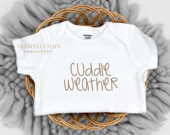 Embroidered Cuddle Weather Bodysuit, Cute Autumn Bodysuit, My First Fall Outfit, 1st Thanksgiving, Funny Fall Baby Outfit, Fall Baby Shower