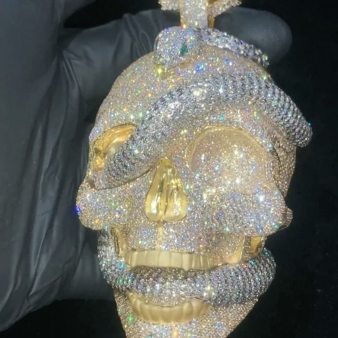 Custom Skull Iced Out Sterling Silver Super Pendant/ Hip-hop - Etsy