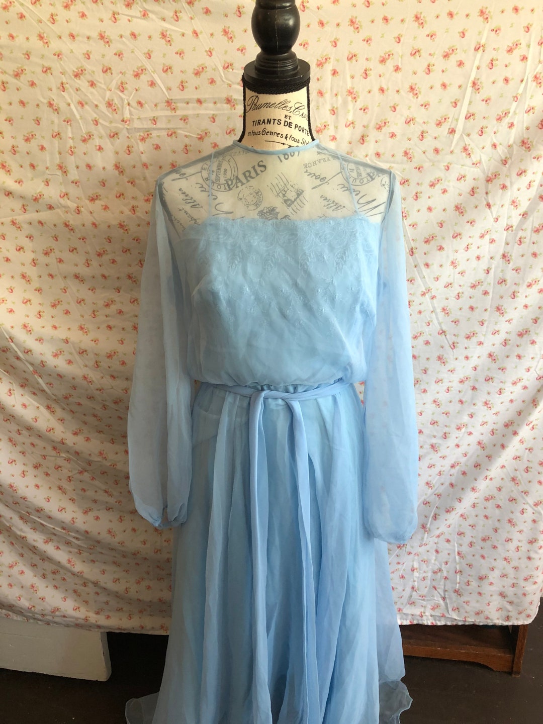 Vintage Sky Blue Miss Elliette California Fitted Embroidered - Etsy