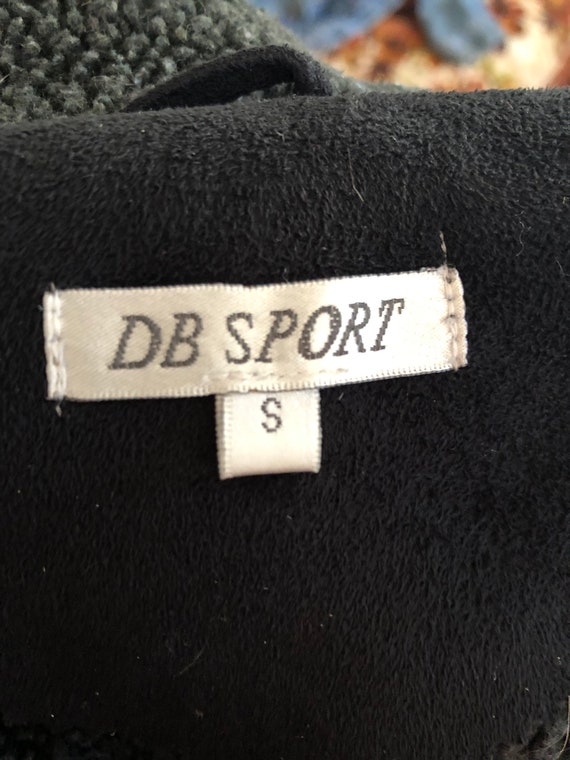 Vintage DB Sport Faux Black Floral Embroidered Sh… - image 7