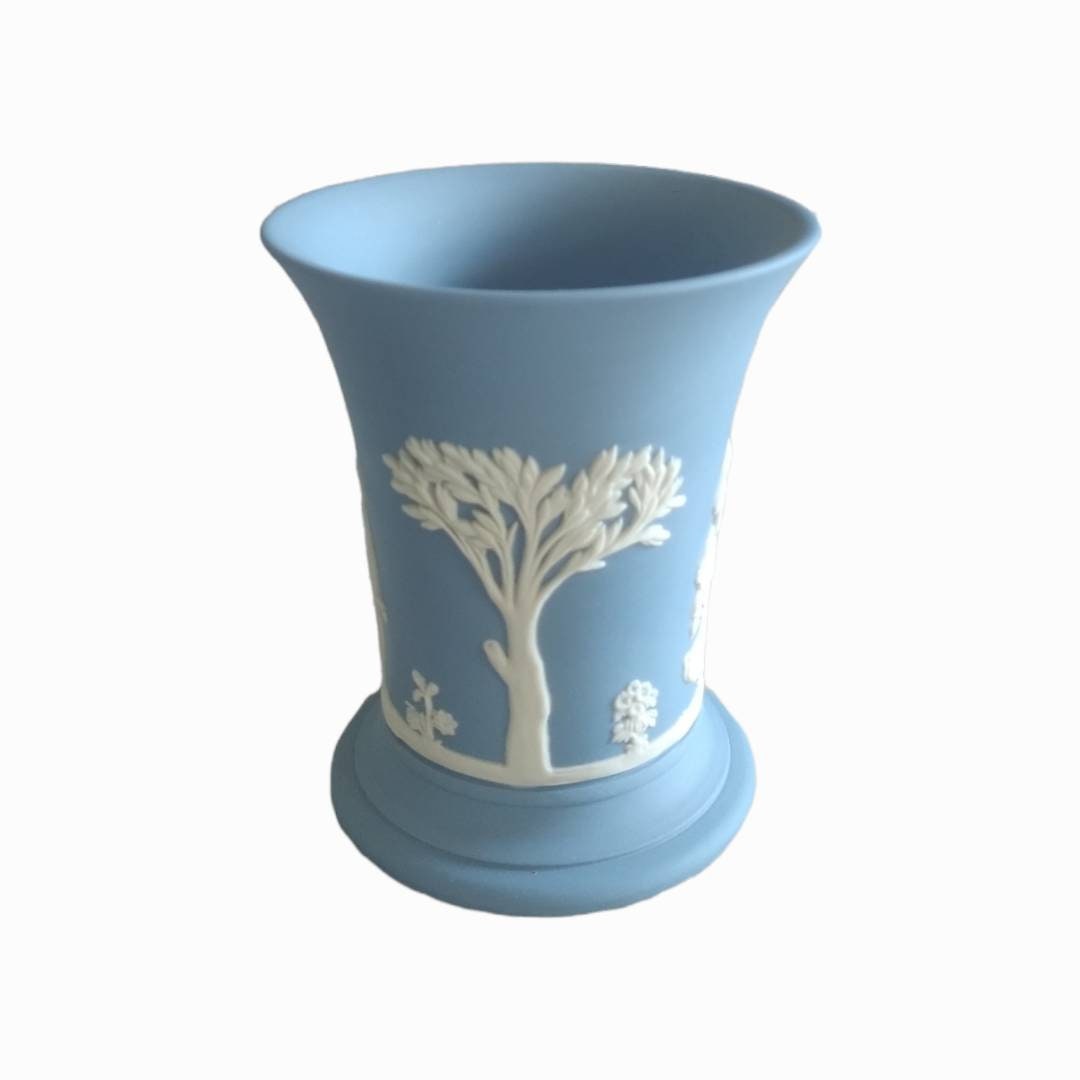 Wedgwood Jasperware Trumpet Vase High-relief Blue and White - Etsy