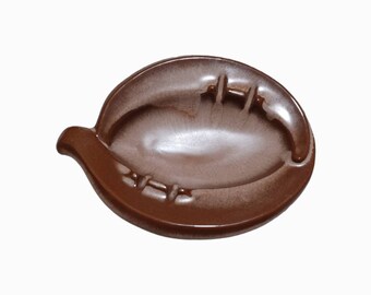 Frankoma Pottery Mid-Century Modern (MCM) Brown Free Form Ashtray 452