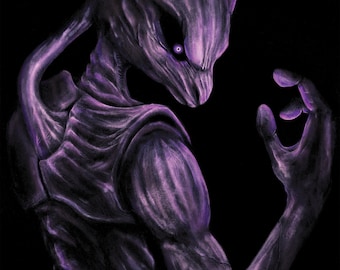 Mewtwo Art Print: Sci-Fi Horror Anime Poster