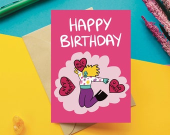 POSITIVE VIBES Happy Birthday card | empowering birthday card, kindness, female empowerment, compliments card, A6 personalised