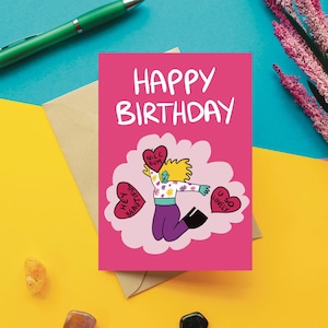 POSITIVE VIBES Happy Birthday card empowering birthday card, kindness, female empowerment, compliments card, A6 personalised image 1