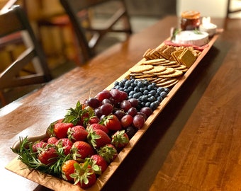 Redwood Dough Bowl 42 Inches Long Wooden Charcuterie Board Wood Food Platter Serving Tray Food Safe Candle Holder Centerpiece Each Unique