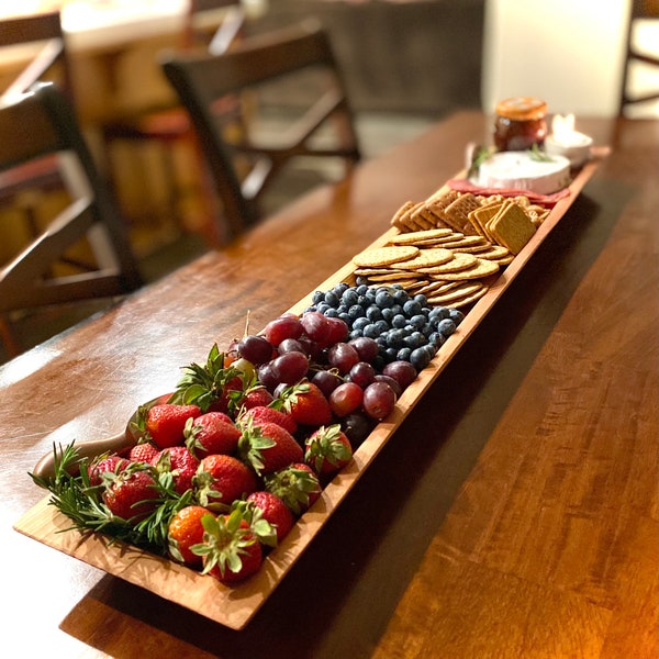 Dough Bowl, Wooden Charcuterie Board, Wood Food Platter, Serving Tray, Food Safe, Candle Holder, Centerpiece, 42 Inches Long.