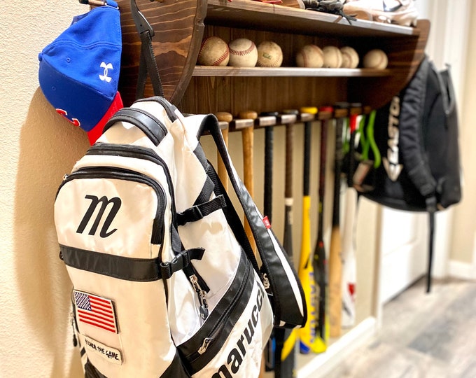 Store Bat Rack Baseball Bat Rack Baseball Gear Organizer Baseball Equipment Storage ...