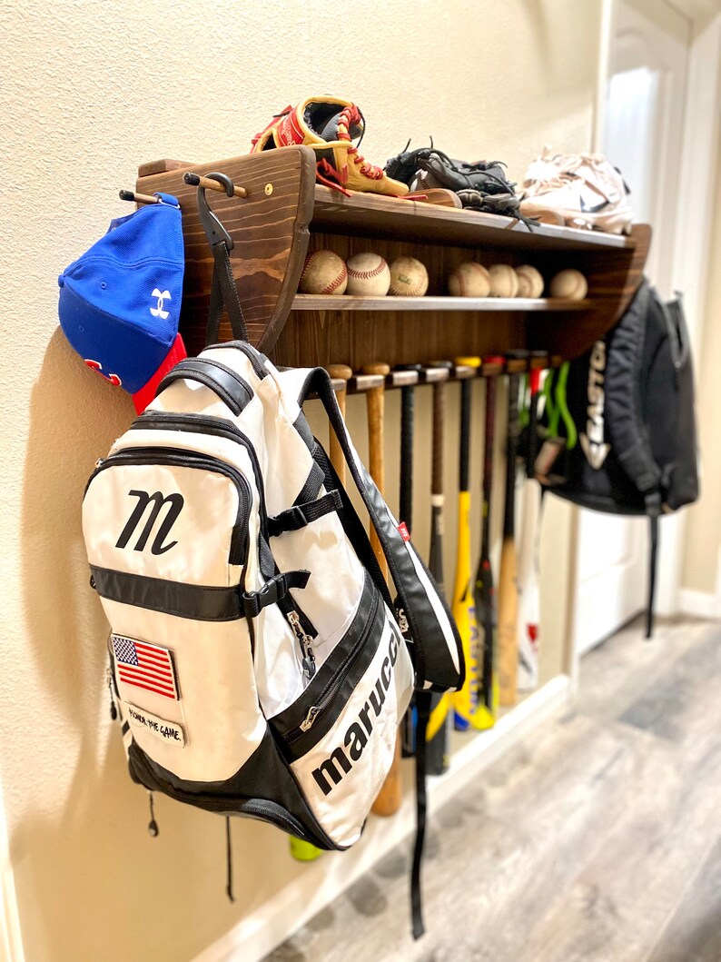 Baseball Bat Rack Glove and Hat Storage Baseball Gear Etsy