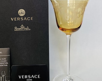 Rosenthal Versace Arabeske Bernstein Weißweinglas | Luxus Kristall Stielgläser | Box & Zertifikat