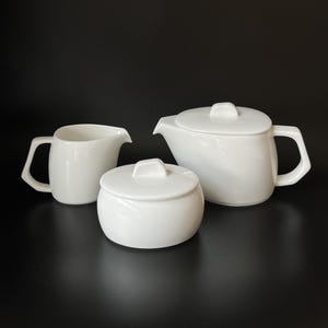 Rosenthal Jade Sphera Teservis Fint Benporslin Tekanna Sockerskål Gräddkanna Vit