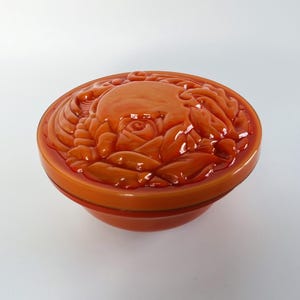 Caja de cristal Ingrid Jade / Curt Schlevogt / Cristal de malaquita naranja / Estilo art déco checo