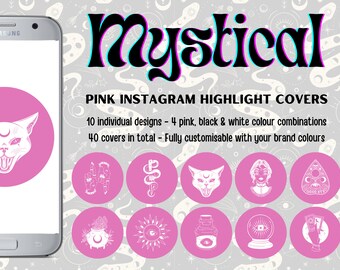 40 Pink Mystical Instagram Highlight Cover Icons | Pink, White, Black Highlight Covers | Witch | Ouija | Magic | Pagan | Digital
