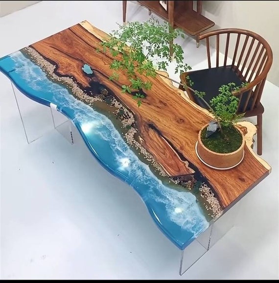 Custom Ocean Island Epoxy Dining Table Etsy UK