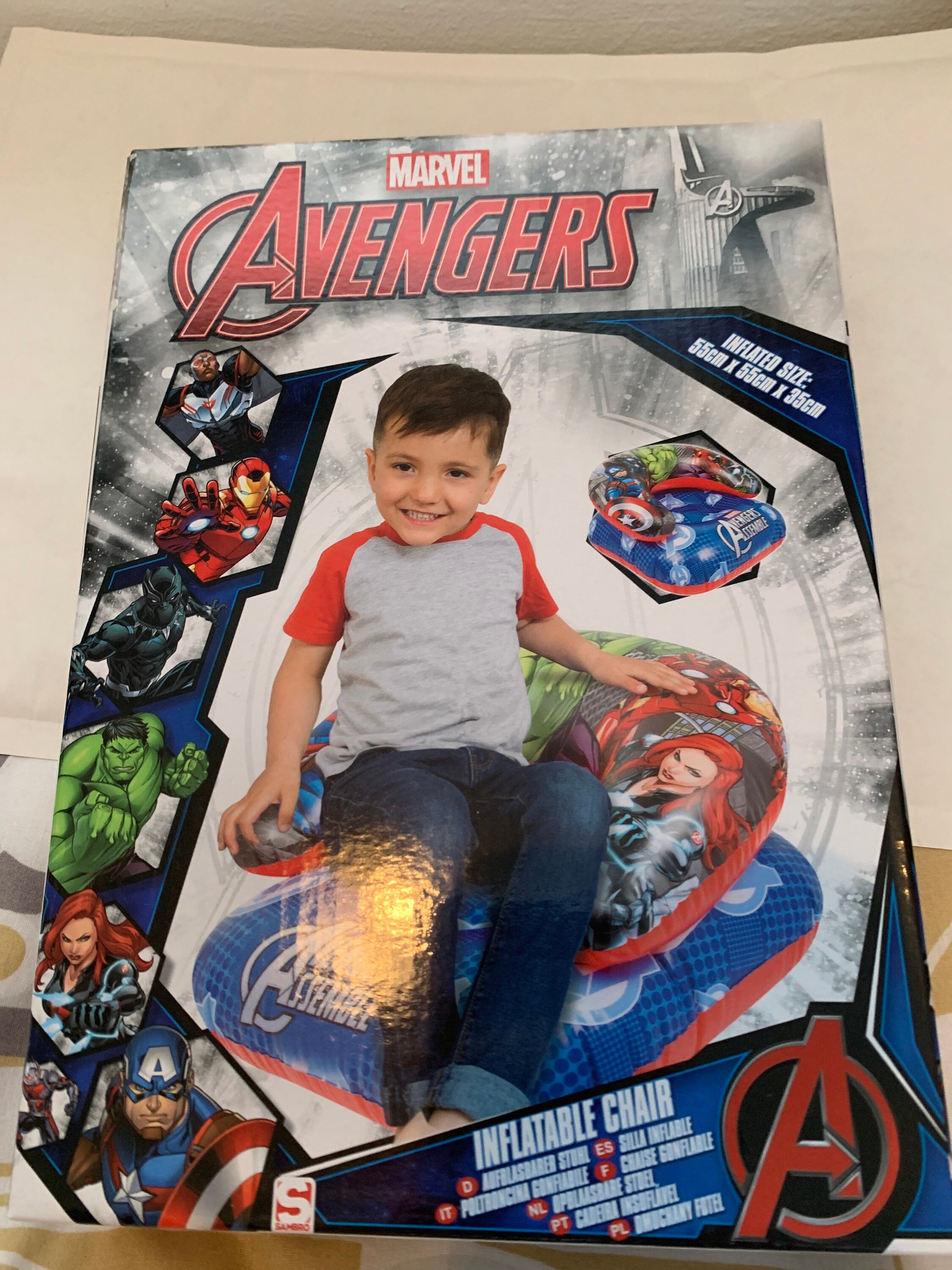 Sambro Marvel Avengers Chair Inflatable Indoor Outdoor Bedroom Playroom Gift 