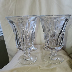 VINTAGE SWIRLED BEVELED glasses&#39; cocktail glasses barware vintage wine glasses&#39; dessert dish vintage water goblets cut glass stemware