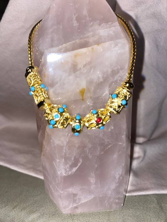NEPAL STYLE GOLD Filigree bead bracelet filigree beaded bracelet filigree chain bracelet
