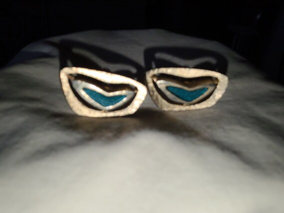 TEXTURED GOLD INLAID Cuff links mid-century gold cuff links vintage cuff links artist cuff links