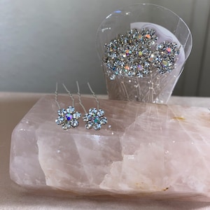 SET OF 40 CRYSTAL Flower hair pins flower hair pins hair accessories wedding hair pins bridal crystal hair pins