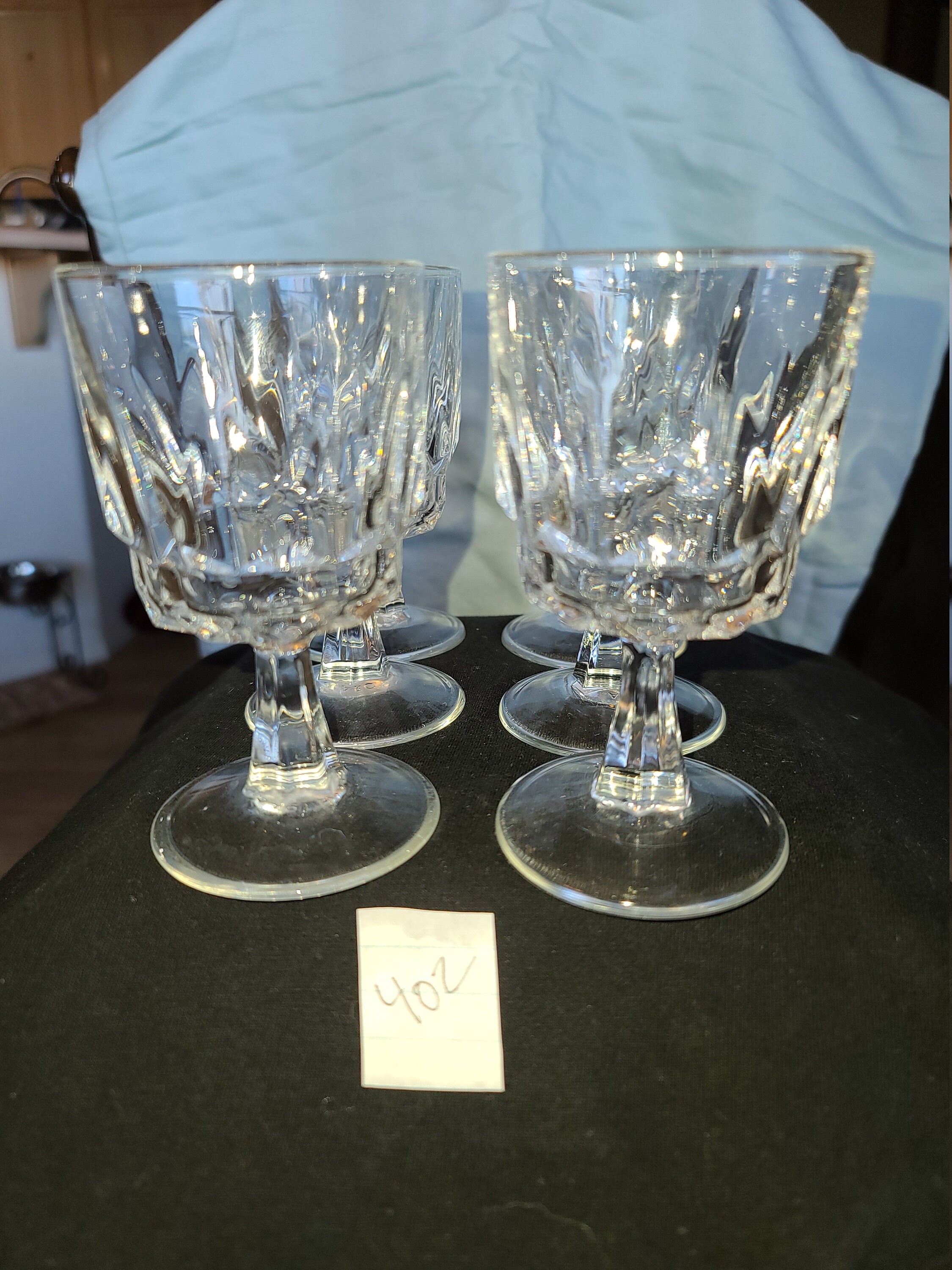 Late 20th Century Crystal Cut Wine Glasses- Set of 6