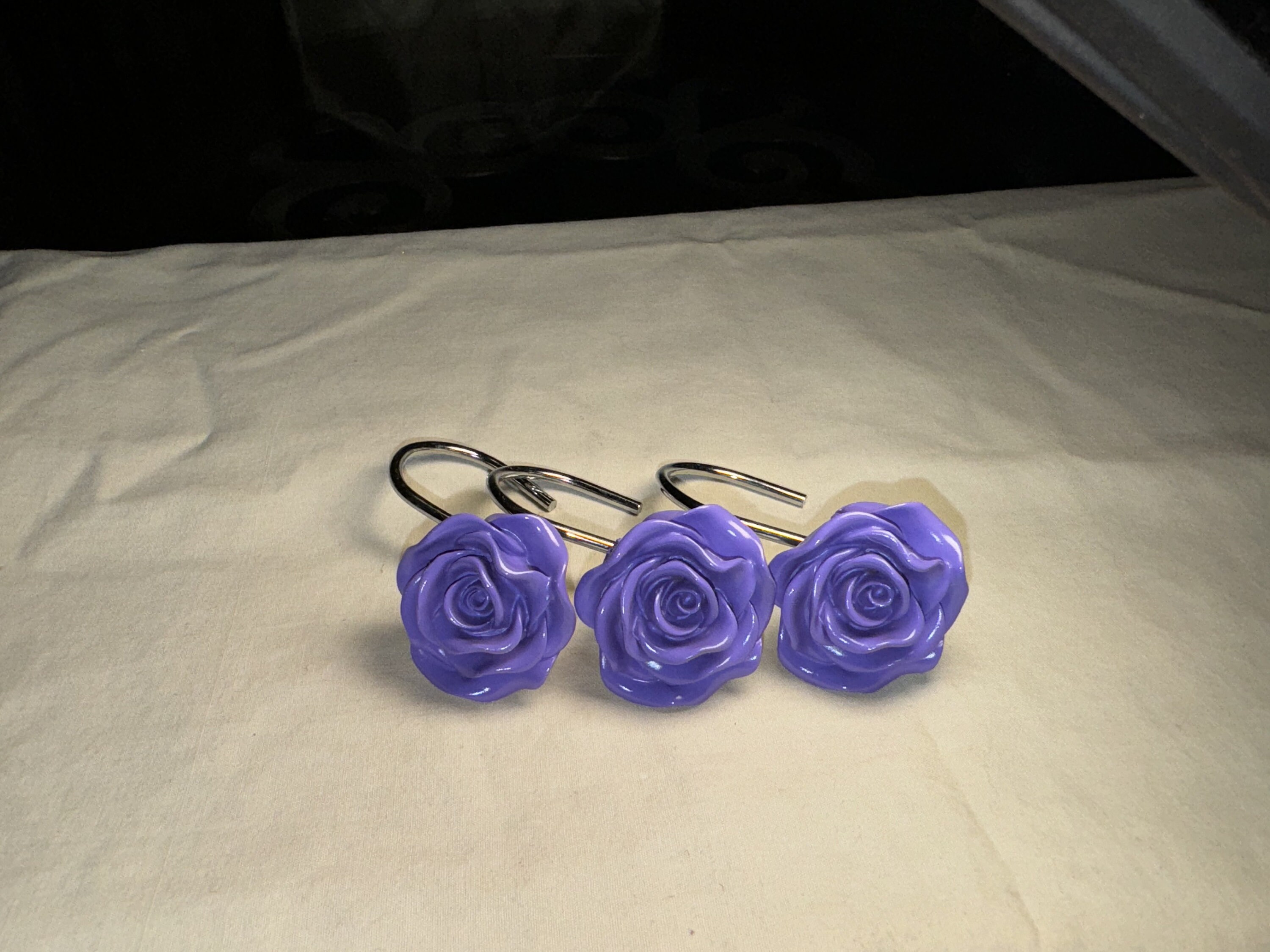 VINTAGE SET OF 12 Purple Rose Shower Curtain Hooks Shower Etsy