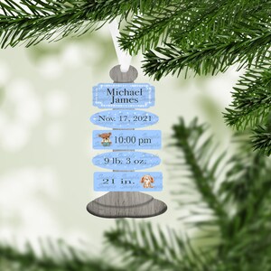 Boy (North Pole design blank) birth announcement ornament   * PLEASE read description before purchasing