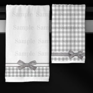 Gray plaid with bow towel set   * PLEASE read description before purchasing