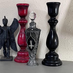 VIAL with YOUR CHOICE of Oil – Black, Inverted Cross Vial - Made by 777 - All organic oils and herbs (some from my own garden).