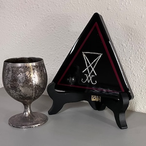 Lucifer Altar Tile - Blood and Steel - Approximately 3.5 inches on each side - Handmade, one of a kind