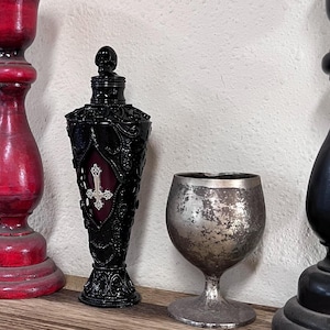 VIAL with YOUR CHOICE of Oil - Skull, Inverted Cross (black and red) - Made by 777 - All organic oils and herbs (some from my own garden).